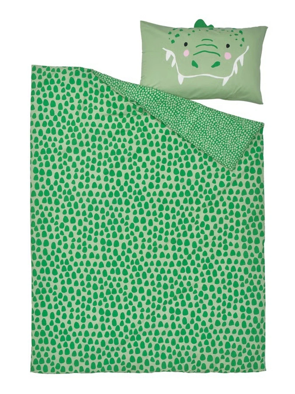 Green Crocodile Kids Duvet Cover and Cushion Set - Playful Jungle Print